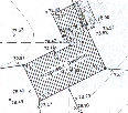 The surveyed location of the house.