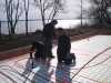 Placing the in-floor heating tubing. Placing the in-floor heating tubing.